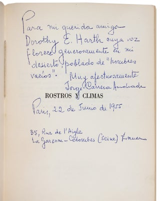 Rostros y Climas (Crónica de Viajes, Hombres y Sucesos de Nuestro Tiempo). [inscribed to his bibliographer]