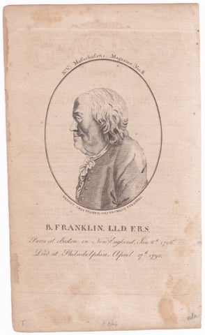 3731345] B. Franklin, L.L.D. F.R.S. Born at Boston in New England, Jan. 6th 1706. Died at...