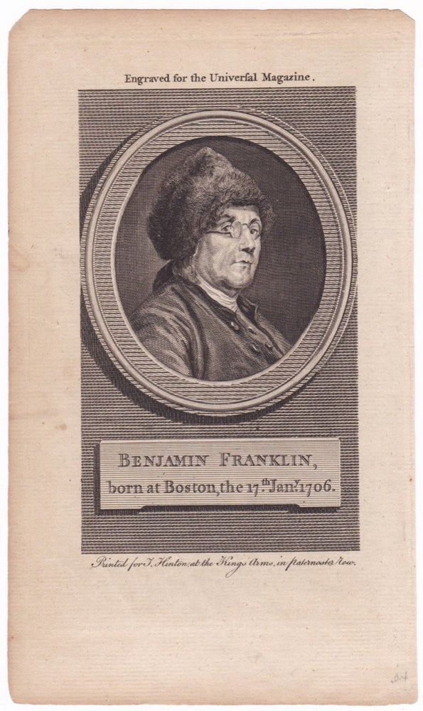 [3731354] Benjamin Franklin, born at Boston, the 17th. Any. 1706. Engraved for the Universal Magazine. Charles Nicolas after COCHIN.