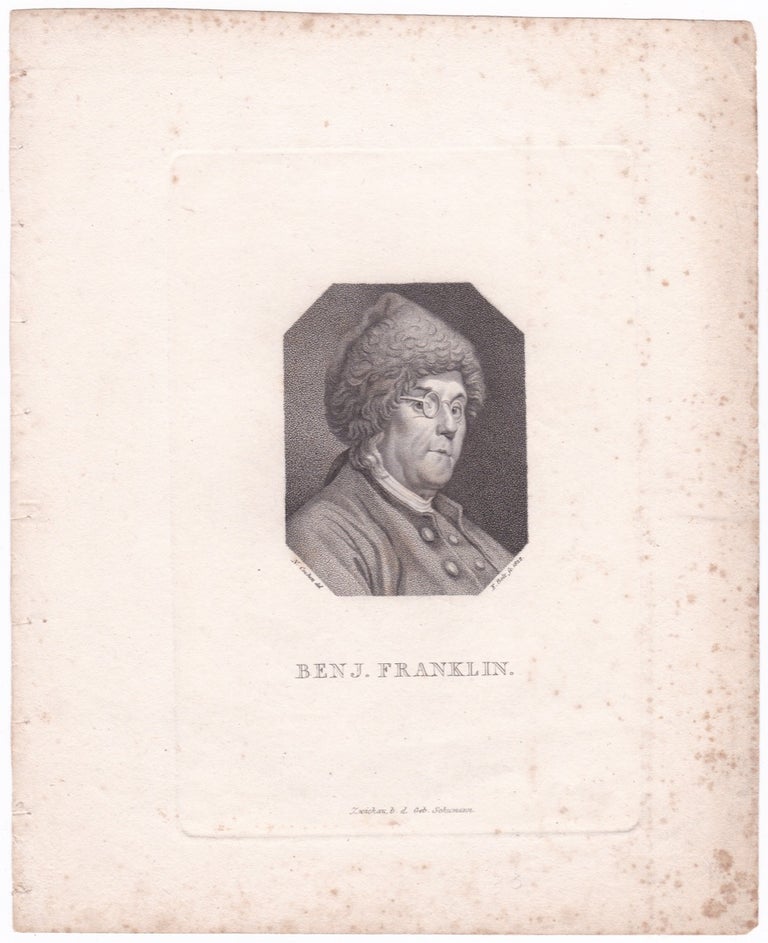 [3731358] Benj. Franklin. [Benjamin Franklin Portrait Engraving]. Charles Nicolas after COCHIN.