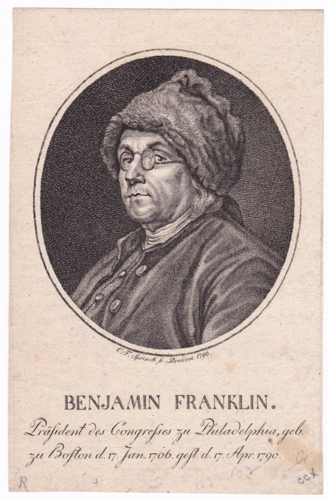 [3731369] Benjamin Franklin. Präsident des Congresses zu Philadelphia, geb. zu Boston d. 17 Jan. 1706 gest d. 17 Apr. 1790. Charles Nicolas after COCHIN.