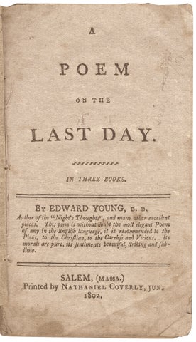 3731498] A Poem on the Last Day. In Three Books. Edward Young