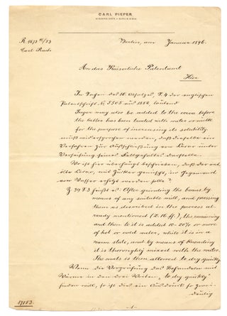 3731511] Chocolate Milk in America: An 1896 Handwritten Patent for Processing Cocoa by Carl Rach...