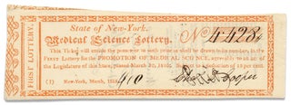 3731793] State of New-York Medical Science Lottery. [1815 New York lottery ticket]. Charles D....