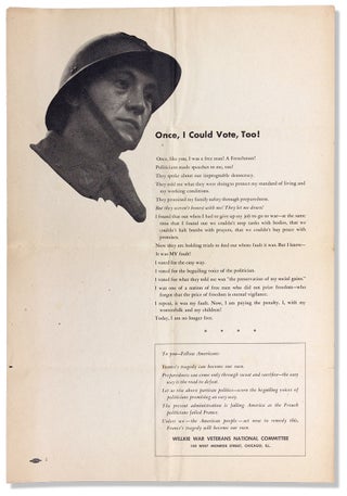 3731812] Once I could Vote, Too! [Willkie War Veterans National Committee, WWII poster]. Willkie...