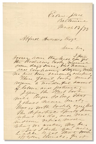 1873 Autograph Letter Signed by Almira Hart Lincoln Phelps, Noted Botanist, Educator, and Author.