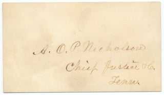3731908] Autograph Card signed by Alfred O.P. Nicholson, Chief Justice of the Tennessee Supreme...