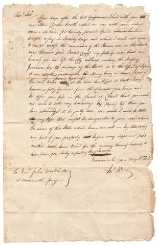 3731924] 1787 retained copy of an Autograph Letter Signed to John Woodhull, Monmouth, New Jersey...