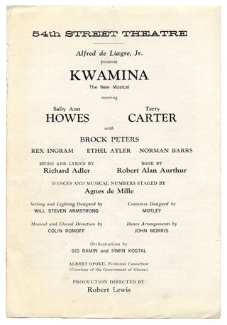 3731997] Kwamina. The New Musical. Afred de Liagre Jr
