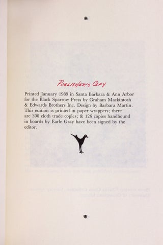 A Nation of Nothing But Poetry. Supplementary Poems. (Publisher’s Copy)
