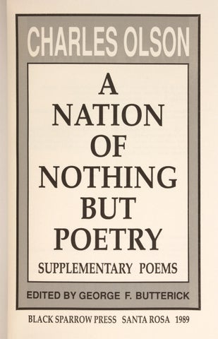 A Nation of Nothing But Poetry. Supplementary Poems. (Publisher’s Copy)