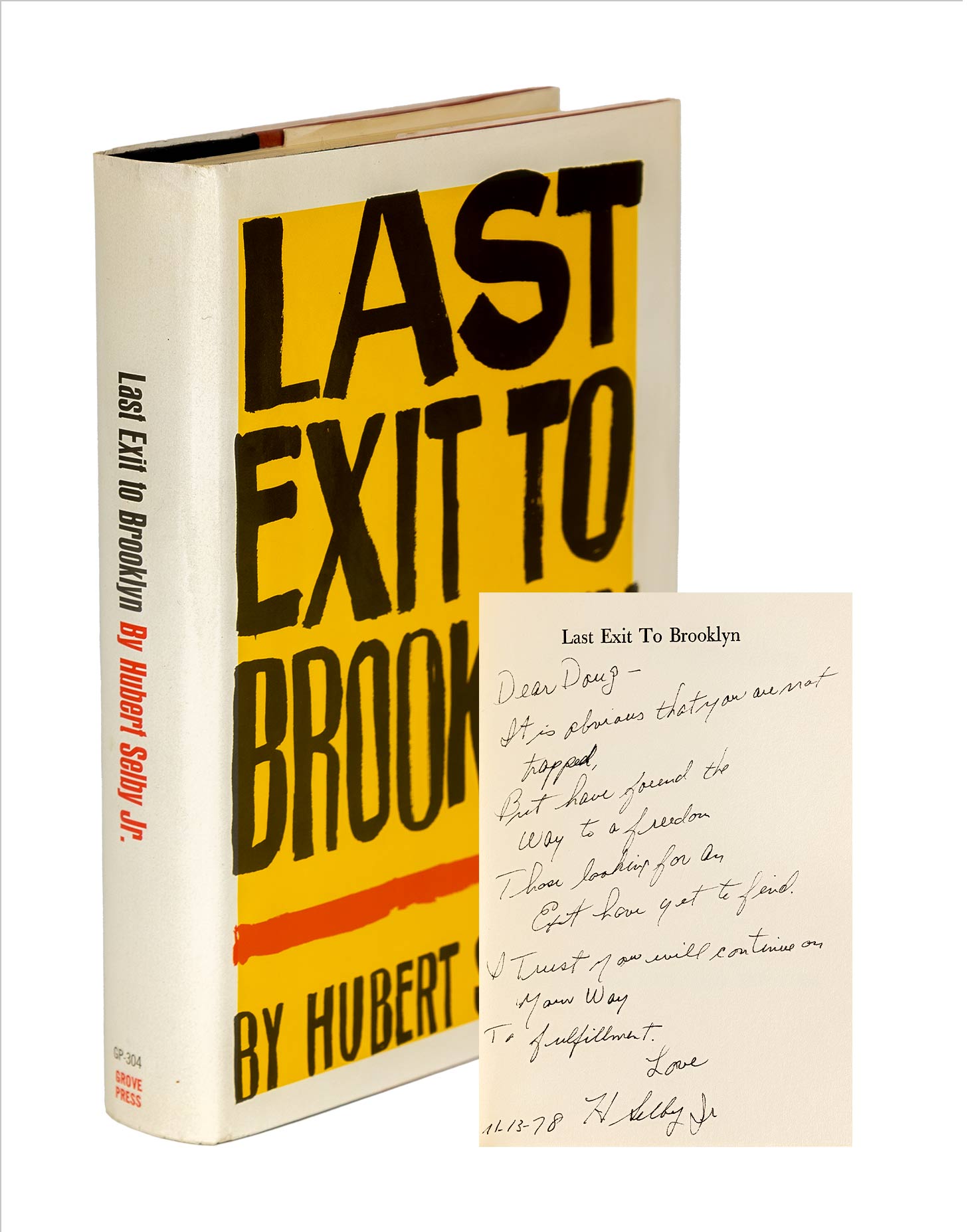 Last Exit To Brooklyn. Inscribed and signed by Hubert Selby