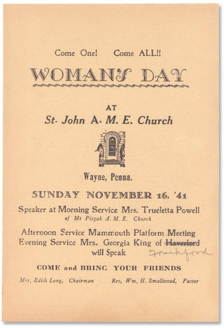 3732600] Come One! Come All!! Woman’s Day at St. John A.M.E. Church [African Methodist...