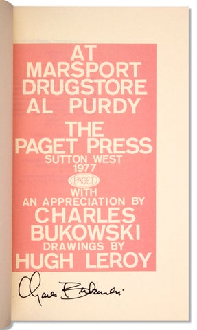 3732663] At Marsport Drugstore. With an Appreciation by Charles Bukowski. Drawings by Hugh Leroy....