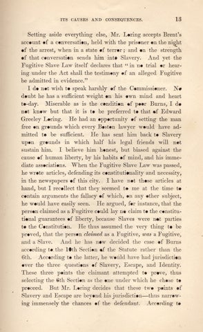 The Rendition of Anthony Burns. Its Causes and Consequences. A Discourse on Christian Politics, delivered in Williams Hall, Boston, on Whitsunday, June 4, 1854.