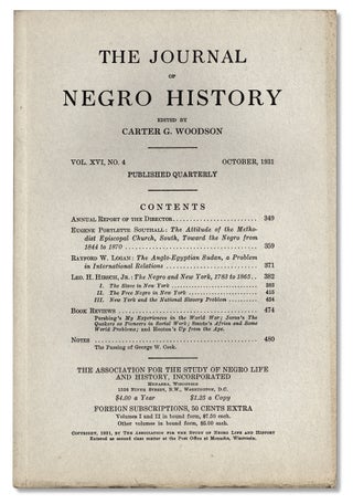 3732902] The Journal of Negro History, Vol. XVI, No. 4, October 1931. Carter G. Woodson,...