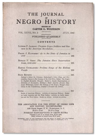 3732904] The Journal of Negro History, Vol. XXVII, No. 3, July 1942. Carter G. Woodson,...