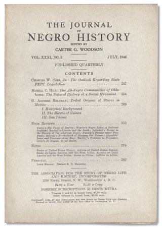 3732905] The Journal of Negro History, Vol. XXXI, No. 3, July 1946. Carter G. Woodson,...