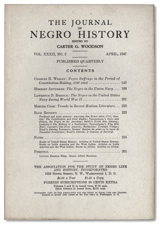 3732907] The Journal of Negro History, Vol. XXXII, No. 2, April 1947. Carter G. Woodson,...