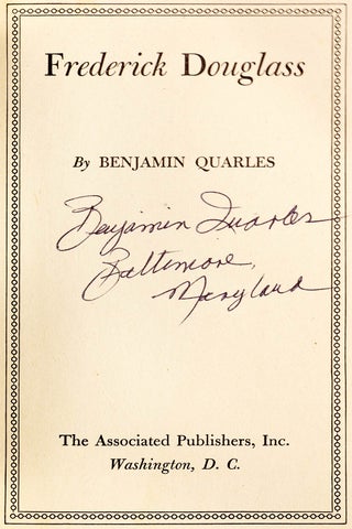 Publisher’s original dust jacket artwork for Benjamin Quarles’s Frederick Douglass (1948), the first full-length biography of the great reformer, orator, and statesman.