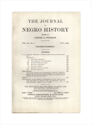 3732954] The Journal of Negro History, Vol. IX, No. 3, July 1924. Carter G. Woodson, 1875–1950