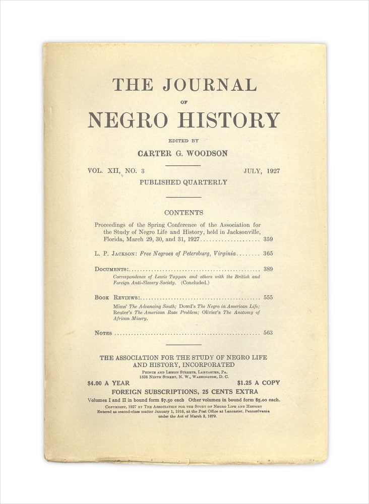 [3732955] The Journal of Negro History, Vol. XII, No. 3, July 1927. Carter G. Woodson, 1875–1950.