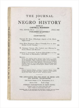 3732961] The Journal of Negro History, Vol. XXVIII, No. 3, July 1943. Carter G. Woodson,...