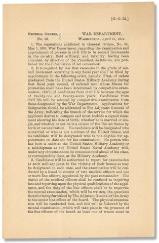 3733014] [West Point] General Orders, No. 53. Ward Department, Washington, April 23, 1911. United...
