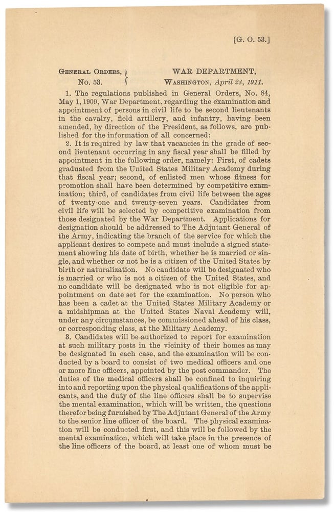 [3733014] [West Point] General Orders, No. 53. Ward Department, Washington, April 23, 1911. United States Military Academy.