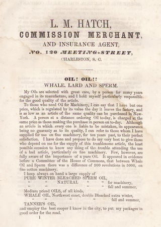 L.M. Hatch, Commission Merchant, and Insurance Agent ... Charleston, S.C. [drop-title from South Carolina trade catalog]
