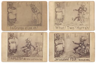 [Racist Caricatures] I’m Granpa at Last, eh? [Set of five illustrated cabinet cards]