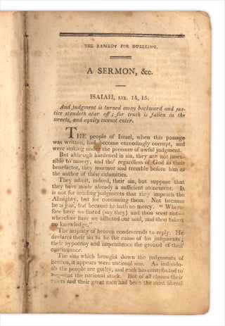 Remedy For Duelling. A Sermon, Delivered before the Presbytery of Long-Island, at the Opening of their Session, at Aquebogue, April 16, 1806. By Lyman Beecher.