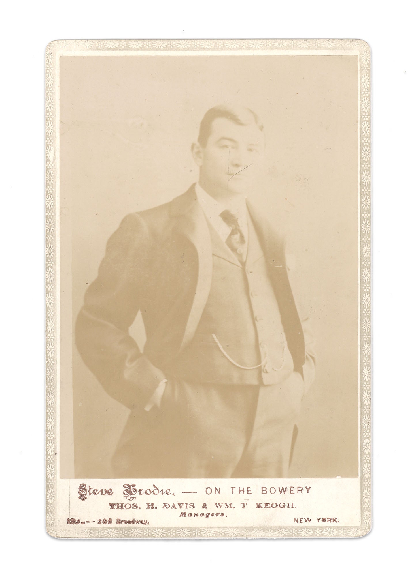 Ca. 1880s cabinet card photograph of Steve Brodie theater