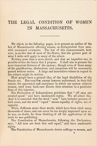 The Legal Condition of Women in Massachusetts.