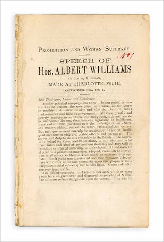 3733636] Prohibition and Woman Suffrage. Speech of Albert Williams of Ionia, Michigan, Made at...