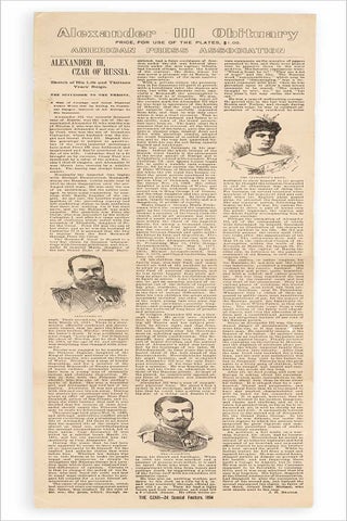 Alexander III Obituary. Price, for Use of the Plates, $1.00. American Press Association.
