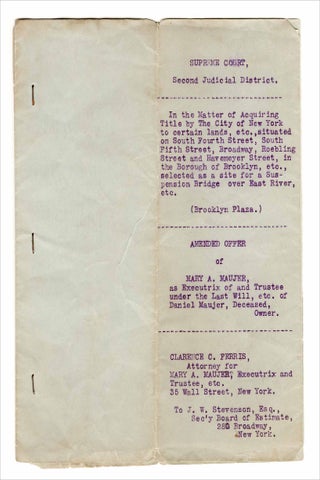 1903 legal document concerning the building of the Manhattan Bridge in New York City.