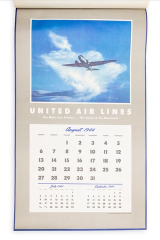 1943 – 1944 United Airlines Calendar: The Main Line Airway ... The Route of the Mainliners.