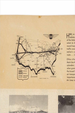 1943 – 1944 United Airlines Calendar: The Main Line Airway ... The Route of the Mainliners.
