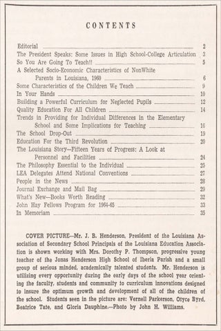 The Journal Louisiana Education Association. September, 1963. Volume 41-Number 5.