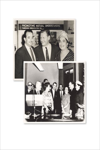 Two circa 1960s photographs of Hispanic-American community events promoting mutual understanding, including one by La Prensa newspaper photographer Miguel Luis, featuring New York Governor Nelson A. Rockefeller.