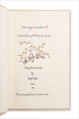 The Holy Office by James Joyce. A Hawkhurst Manuscript. (Limited edition)