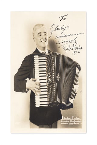 Inscribed Portrait of Accordion Virtuoso Pietro Deiro, New York, 1942.