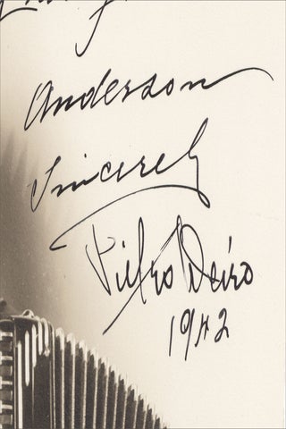 Inscribed Portrait of Accordion Virtuoso Pietro Deiro, New York, 1942.