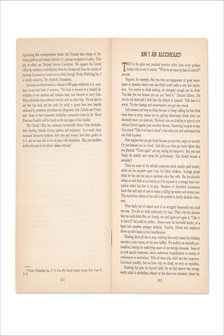 A.A. (Cover title of 1943 Alcoholics Anonymous booklet, published by the Alcoholic Foundation, Inc., New York)