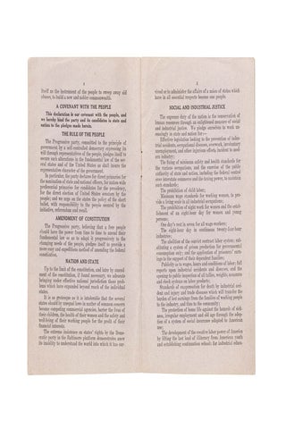 A Contract With the People. Platform of the Progressive Party Adopted at its First National Convention. Chicago, August 7, 1912.