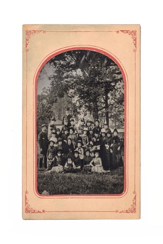 Outdoor Group Tintype with Photographic Props, Possibly Rockland, Maine.