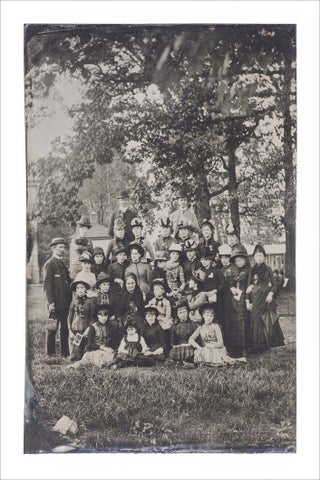 Outdoor Group Tintype with Photographic Props, Possibly Rockland, Maine.