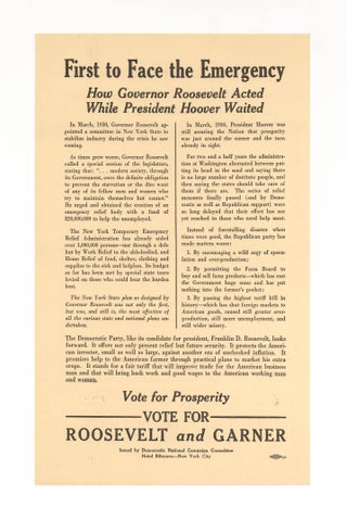 Group of Ten 1930s Campaign Broadsides for Franklin Delano Roosevelt and John Nance Garner issued by the Democratic National Committee.