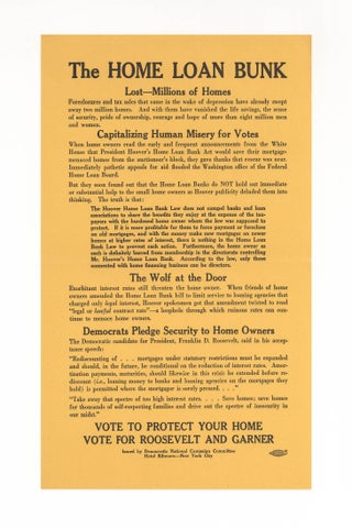 Group of Ten 1930s Campaign Broadsides for Franklin Delano Roosevelt and John Nance Garner issued by the Democratic National Committee.